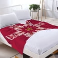 thumbnail image 3 of Durable Soft & Warm Flannel Blanket - Cozy Star & Petal Design in Vibrant Pink & Yellow on Rich Red Perfect for Sofa Travel & Bed, 3 of 7