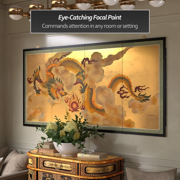USA雑貨　SCENE SETTERS ROOM ROLL ドル柄　40Ft Free Shipping! Oriental Furniture 6ft Handpainted Goldleaf Silk