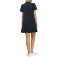 thumbnail image 3 of INSPIRE CHIC Babydoll Dress for Womens V Neck Short Sleeve Textured Ruffle Hem Tunic Dresses XS Navy Blue, 3 of 6