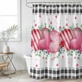 thumbnail image 6 of Polyester Fabric Valentines Day Shower Curtain, Modern Love Heart Eucalyptus Leaf Black Plaid Waterproof Bathtub Curtain Bathroom Decor Set with Hooks 54 x 78 Inches, 6 of 6