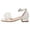 White, variant on Gyujnb Girls Flower Applique Block Heel Sandals Soft Sole Casual Footwear, Adjustable Buckle Strap Open Toe Dress Shoes (Big Girls),11.5-12 Years