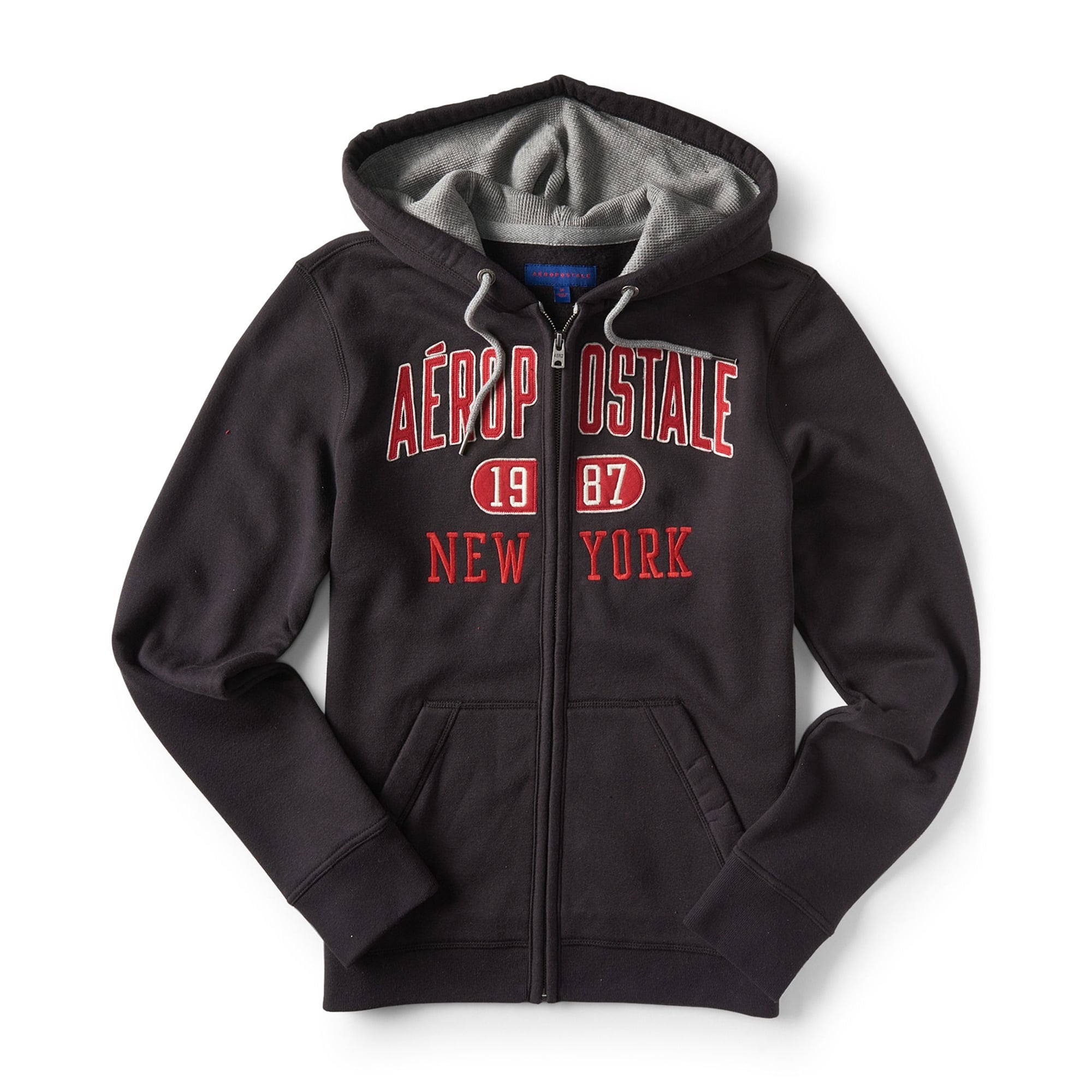 Aeropostale Sudadera con capucha y cremallera completa para hombre color negro grande Aeropostale Sudadera Bodega Aurrera en linea