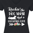 thumbnail image 4 of Inktastic Rockin' the Dog Mom and Grandma Life Women's V-Neck T-Shirt, 4 of 5