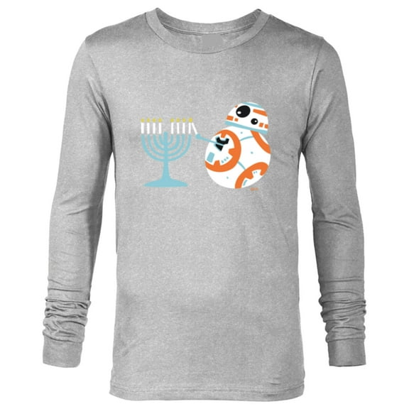 Star Wars BB-8 Lighting the Hanukkah Menorah - Long Sleeve T-Shirt for Men - Customized-Athletic Heather