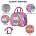 thumbnail image 4 of Lunch Bag Lunch Box for Women Reusable Insulated Lunch Cooler Bags,Large Capacity for Work Travel Picnic,Water-Resistant Pioneer Pieced Patchwork Lunch Tote Bag Gifts for Woman Mom Rose-red, 4 of 6