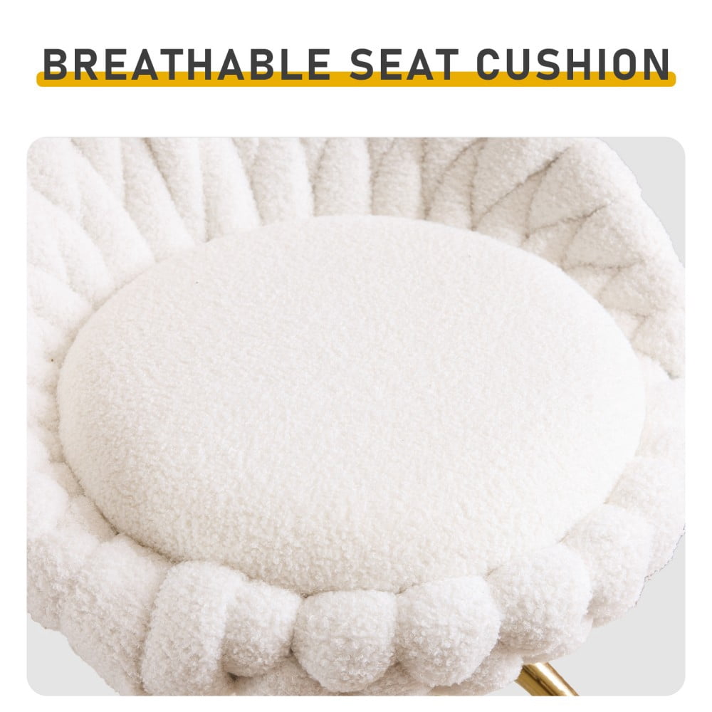 IVV Teddy Velvet Swivel Bar Stools Set of 2 - White Weaving Style Upholstered Counter Height Chairs with Gold-Plated Iron Legs, for Kitchen or Home Bar