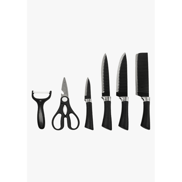 Juego de Cuchillos para Cocina 6 Piezas Acero Inoxidable Negro