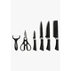 thumbnail image 1 of Juego de Cuchillos para Cocina 6 Piezas Acero Inoxidable Negro, 1 of 5