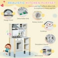 thumbnail image 4 of Qaba Wooden Play Kitchen with Realistic Lights Sounds, White, 4 of 10