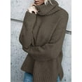 thumbnail image 3 of Womens Oversized Turtleneck Pullover Sweater Cable Knit Long Sleeve Sweater Tops, 3 of 5