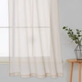 thumbnail image 5 of Sheer Tier Curtains for Small Window - Linen Look Textured Privacy Semi Sheer Drapes for Kitchen,Rod Pocket Voile Curtain Panels Draperies - 27" W x 36" L, Taupe, Set of 2, 5 of 6