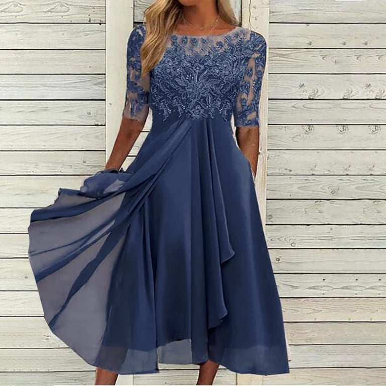 sachin and babi light blue dress Eliza J Embellished High/Low Chiffon Dress in Navy main image 0