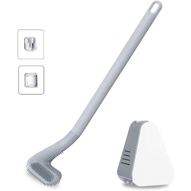 Cepillo de inodoro de silicona. Cepillo de inodoro de pared Hung cepillo de inodoro de pared de silicona. Cepillo de baño de golf con soporte de secado rápido Feliz Sencillez