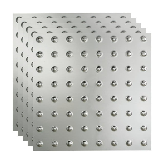 FASÄDE Dome Decorative Vinyl 2ft x 2ft Lay in Ceiling Panel in Brushed Aluminum (5 Pack)