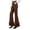 Brown, variant on Flare Pants for Women Elastic High Waist Double Ruffled Bottom Solid Fall Casual Trousers with Pockets for Party(Small,White)