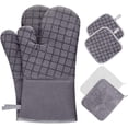 thumbnail image 1 of Akatsuki 6PCS - Juego de manoplas y agarraderas para horno con 2 toallas Manoplas para horno antideslizantes resistentes al calor, adecuadas para cocinar Hornear Asar a la parrilla Gris, 1 of 8