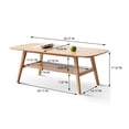 thumbnail image 7 of Rustic Coffee Table, Solid Wood Center Table with Open Storage Shelf, Mid-Century 2-Tier End Table with Outward Legs, Study Desk Writing Desk, Ideal for Small Space, Living Room, Bedroom, Natural, 7 of 7