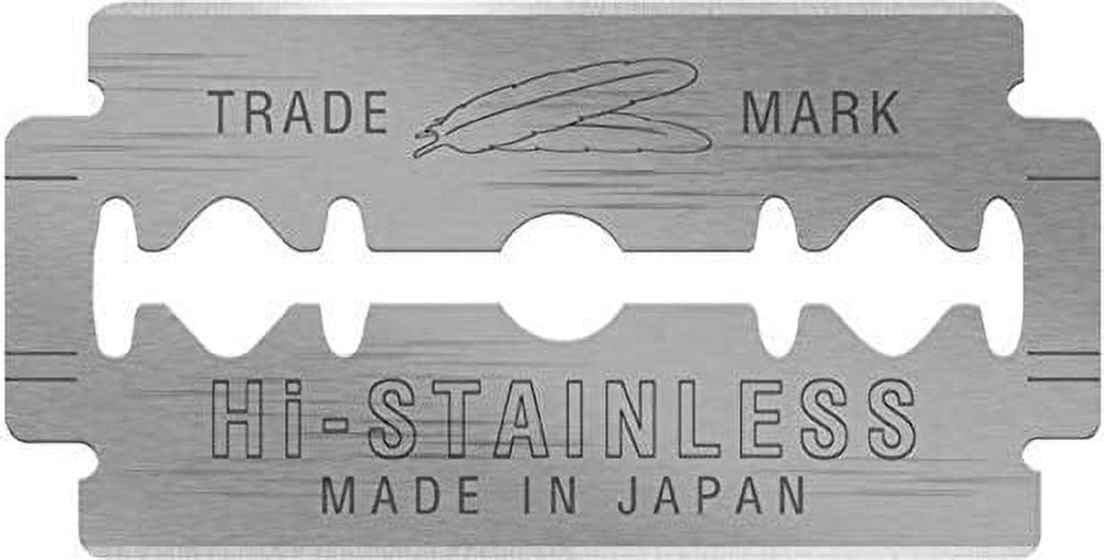 FEATHER HI-STAINLESS 100 Ct Platinum Coated Double Edge Razor