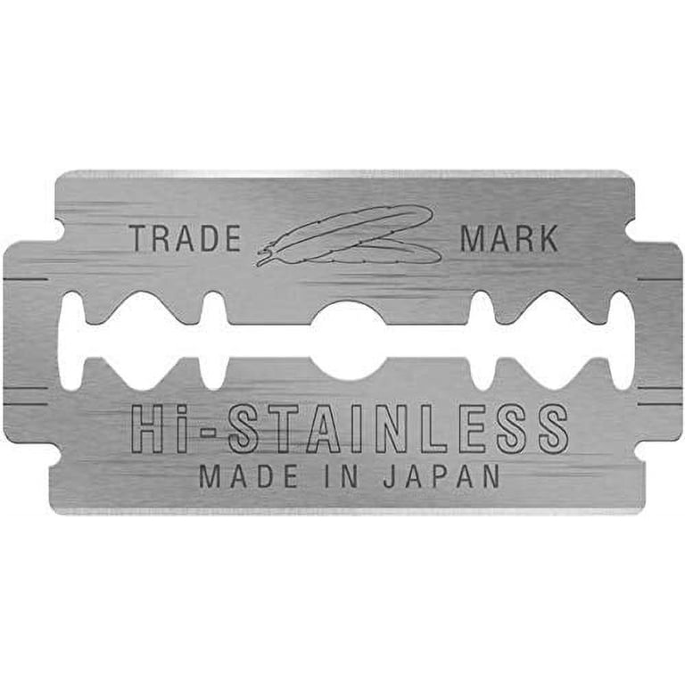 FEATHER HI-STAINLESS 100 Ct Platinum Coated Double Edge Razor