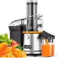 thumbnail image 1 of Juicer Machine, 1200W Juicer with 3 Feed Chute for Whole Fruits and Veg, Dual Speeds Centrifugal Juice Extractor, High Juice Yield, Full Copper Motor, Easy to Clean, BPA Free (Black), 1 of 5