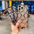 thumbnail image 4 of Compatible with iPhone 14 Pro Max 6.7" Phone Case Plating Bling Gradient Glitter Clear Cover Soft TPU Silicone Cute Camera Protection Shockproof Back for Women Girls iPhone Case, Gold, 4 of 5