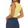 thumbnail image 3 of Women Y2K Floral Tank Top Slim Fit Sleeveless Flower Print Crop Top Crew Neck Going Out Vest Yellow L, 3 of 7