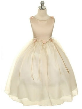 Product Image Kids Dream Girls Champagne Rosebud Organza Flower Girl Dress 8-14