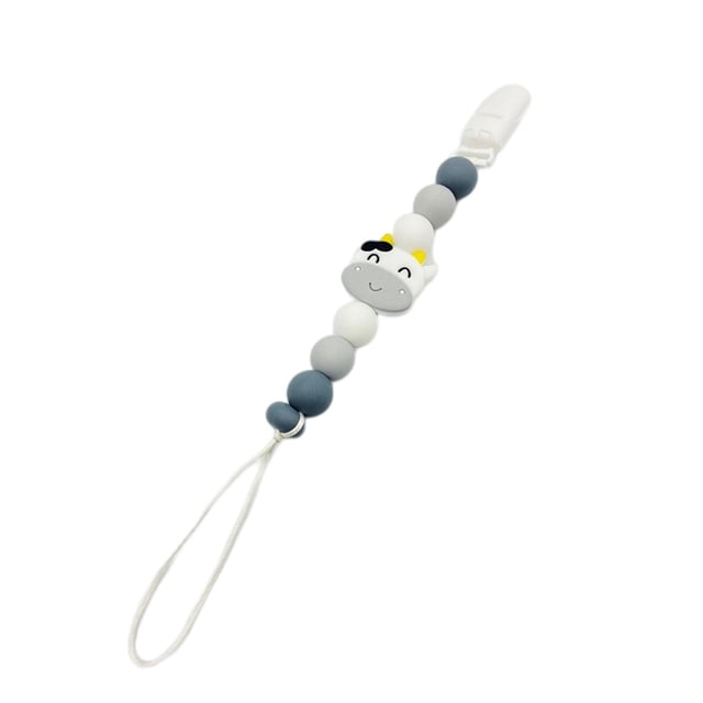 Pacifier Clip Teething Toy Teething Chain for Baby Birthday Gift Gray