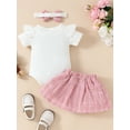 thumbnail image 2 of nvzhuang Baby Girls Skirt Outfits Short Sleeve Romper with Tweed  Skirt and Bow Heaband 3 Pcs Set, 2 of 9