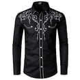 thumbnail image 1 of Camisa vaquera bordada estilo western para hombre, camisa entallada con botones, camisa informal de manga larga con solapa., 1 of 2