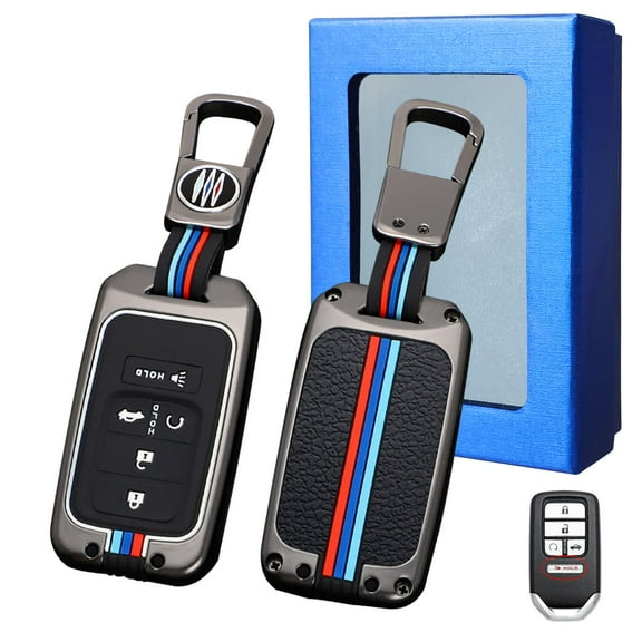 Compatible with Honda Key Fob Cover, Key fob Case Shell for 2016-2022 Accord Pilot CRV 2016-2021 Civic 2019-2024 Passport 5 Buttons, Metal Shell & Soft Silicone Protection