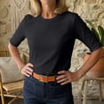 thumbnail image 7 of Wovilon Women's Half Sleeve Crew Neck Top, Solid Color Basic T-Shirt, Lightweight Stretch Casual Tee, Relaxed Fit Summer Blouse for Everyday Wear, 7 of 7