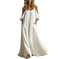 thumbnail image 2 of Guieoi Shift Dresses for Women 2026 Fall Off-Shoulder 3/4 Sleeve Maxi Dress with Pockets and Full Dress White XL, 2 of 5