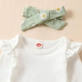 thumbnail image 3 of Newborn Baby Girls Sets 3pcs Infant Girl Toddler Clothes Rib Knit Romper Daisy Print Pants Headband, 3 of 6