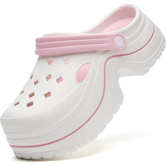 Women's Platform Clogs Gardener Shoes 2.5 Inches Heeled Mules Clog Slip On Slides Shoes Outdoor Slippers