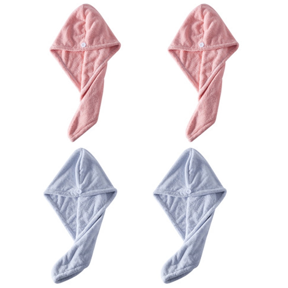 Microfiber Hair Towel , Hair Towel with Button, Super Absorbent Hair Towel Wrap for Curly Hair