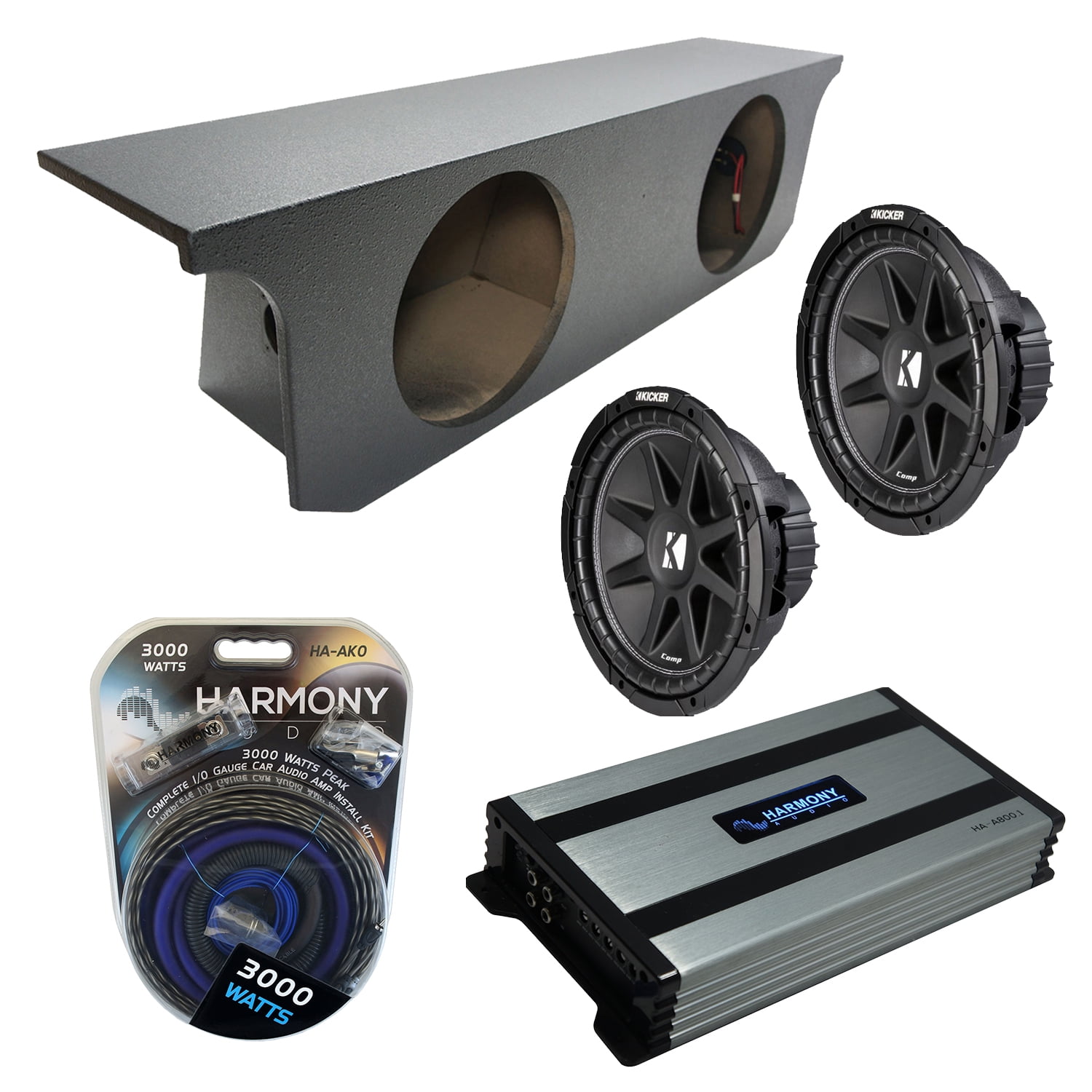 Custom 12" Dual Subwoofer Box For 2007-2018 Jeep Wrangler JK Unlimited – Kicker Comp C12 Compatible, 2 Ohm