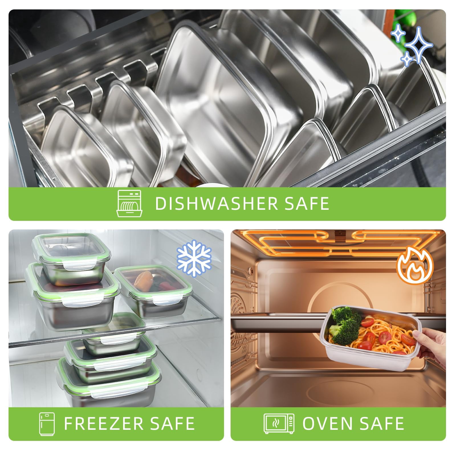 UPTRUST Stainless Steel Food Storage Containers | Leak Proof & Airtight Lids | Set of 9 Containers, Dishwasher & Freezer Safe