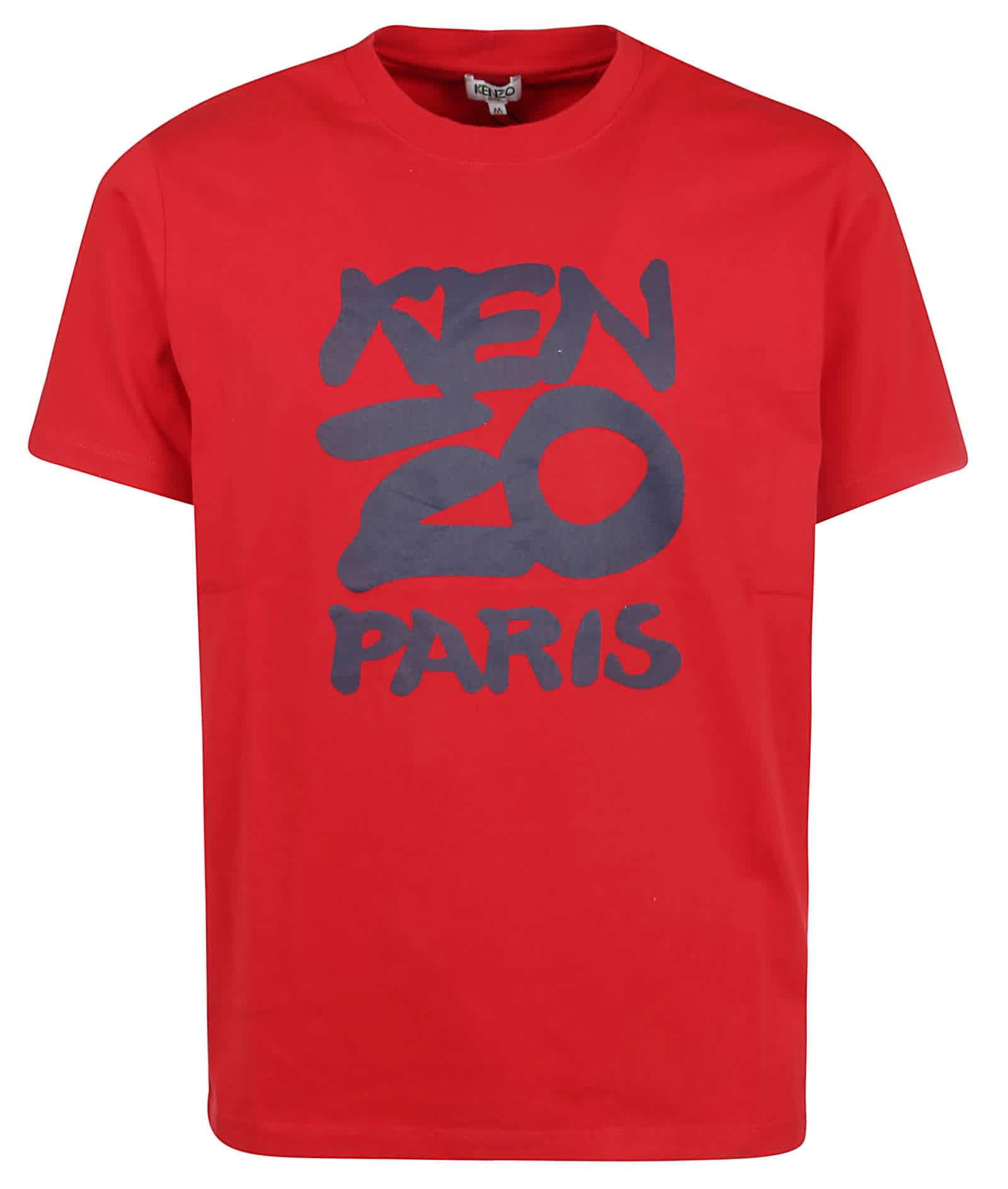 KENZO - Kenzo Medium Red Graphic Logo-Print T-Shirt - Walmart.com ...