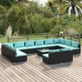 thumbnail image 1 of vidaXL 13 Piece Garden Lounge Set with Cushions Black Poly Rattan, 1 of 5