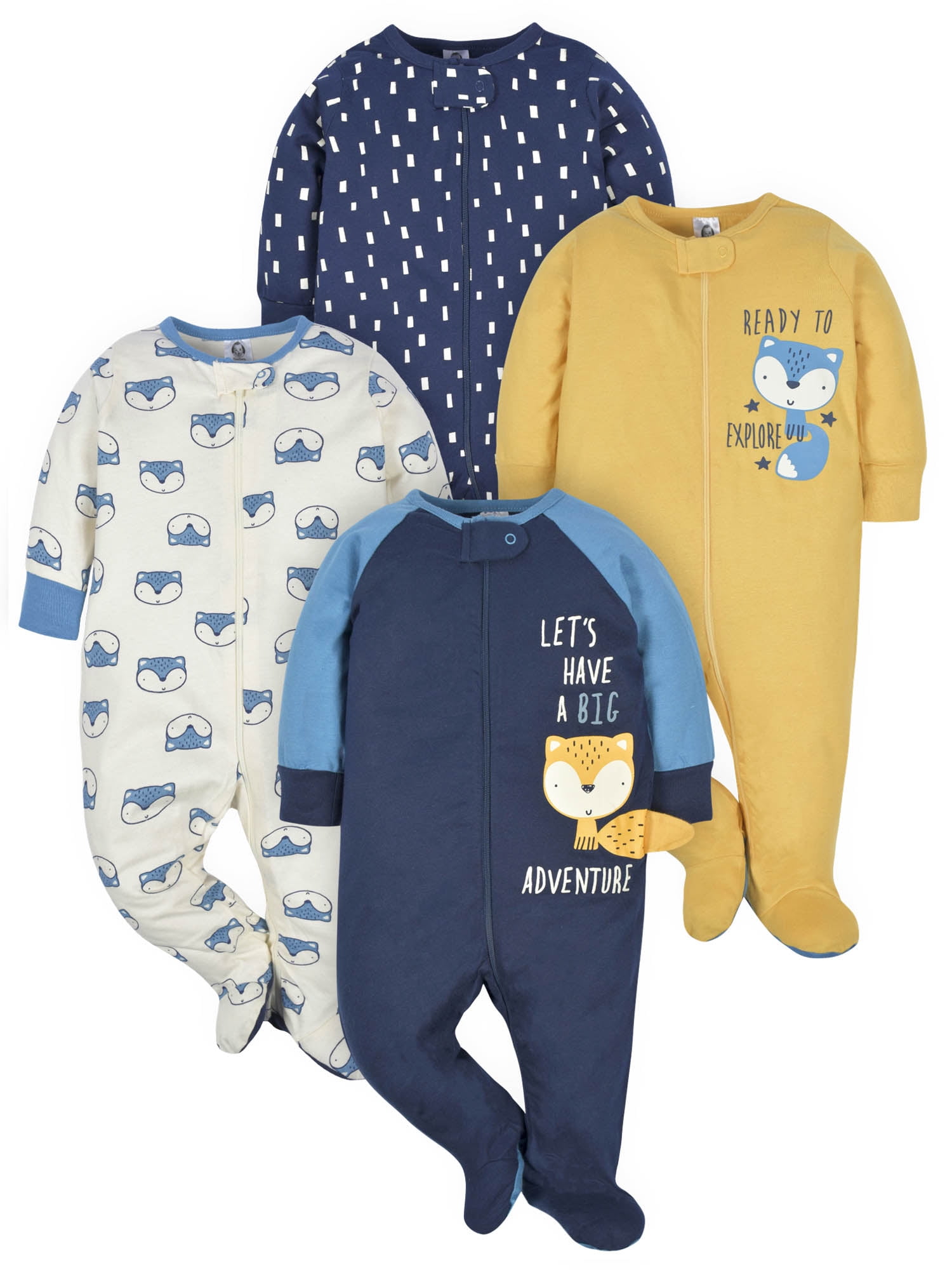 Gerber Baby Boy Sleep 'N Play Footed Pajamas, 4Pack