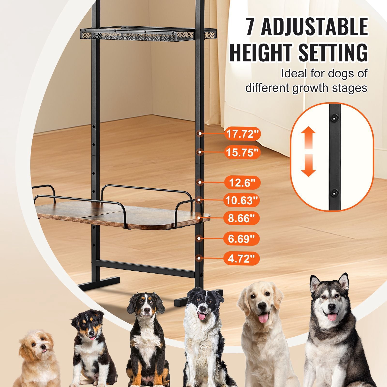 Dranite Elevated Pet Feeding Station with Storage, 3-in-1 Dog Bowl Stand