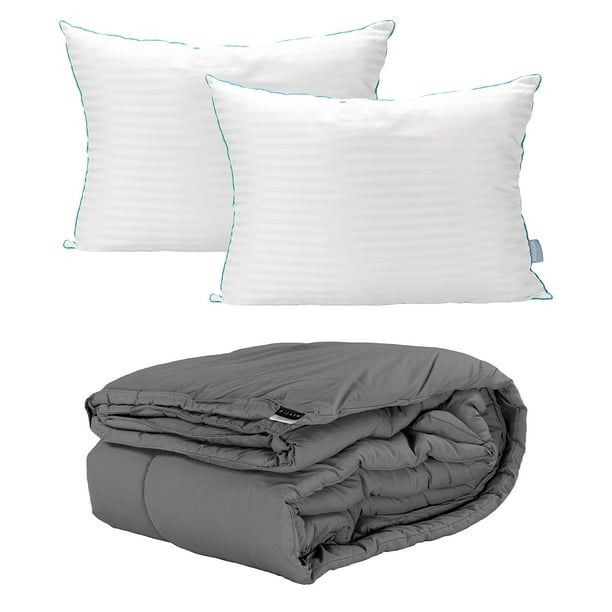 Edredón King Size Homy Gris + Almohada Royal Twin