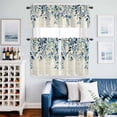 thumbnail image 2 of Blue Teal Eucalyptus Leaves Kitchen Curtains Sets for Windows 24 Inch Length, Watercolor Vintage Botanical Rod Pocket Window Treatments Tier Curtains and Valances Set for Bedroom/Bathroom, 2 of 8