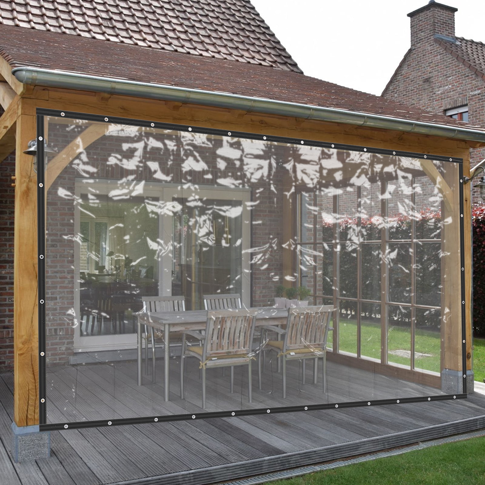 Peakora Clear Vinyl Tarp , Outdoor Clear Tarp Curtain, Pvc Outdoor Clear Tarp for Patio Porch Screens Deck Covers 16*8ft