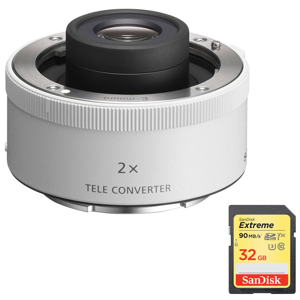 Sony SEL20TC FE 2.0X Teleconverter Lens with Sandisk 32GB Extreme SDXC  UHS-I Memory Card