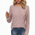 thumbnail image 2 of Towmus Women Long Sleeve T Shirts Crewneck Fall Breathable Casual Tunic Tops Solid Color Basics Tees, 2 of 5