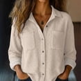 thumbnail image 2 of Womens Button Down Shirts Long Sleeve Cotton Gauze Tops Casual Collared Blouses Loose Fit Casual Shirts for Women Long Sleeve Button Down Blouses Fall 2026 Solid Color Trendy Tops, 2 of 7