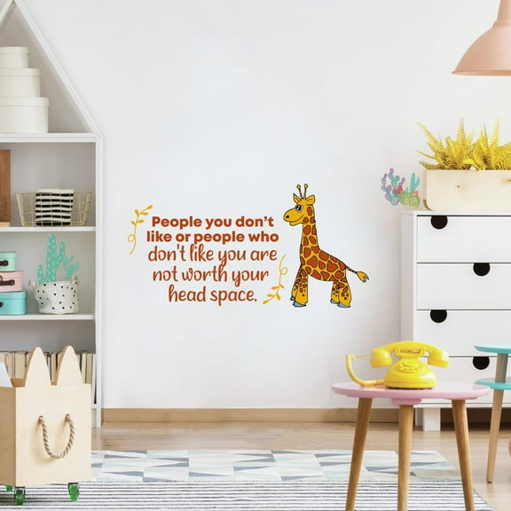 Head Space Giraffe Animal Quote Cartoon Quotes Decors Wall Sticker Art Design Decal for Girls Boys Kids Room Bedroom Nursery Kindergarten Home Decor Stickers Wall Art Vinyl Decoration (18x20 inch)