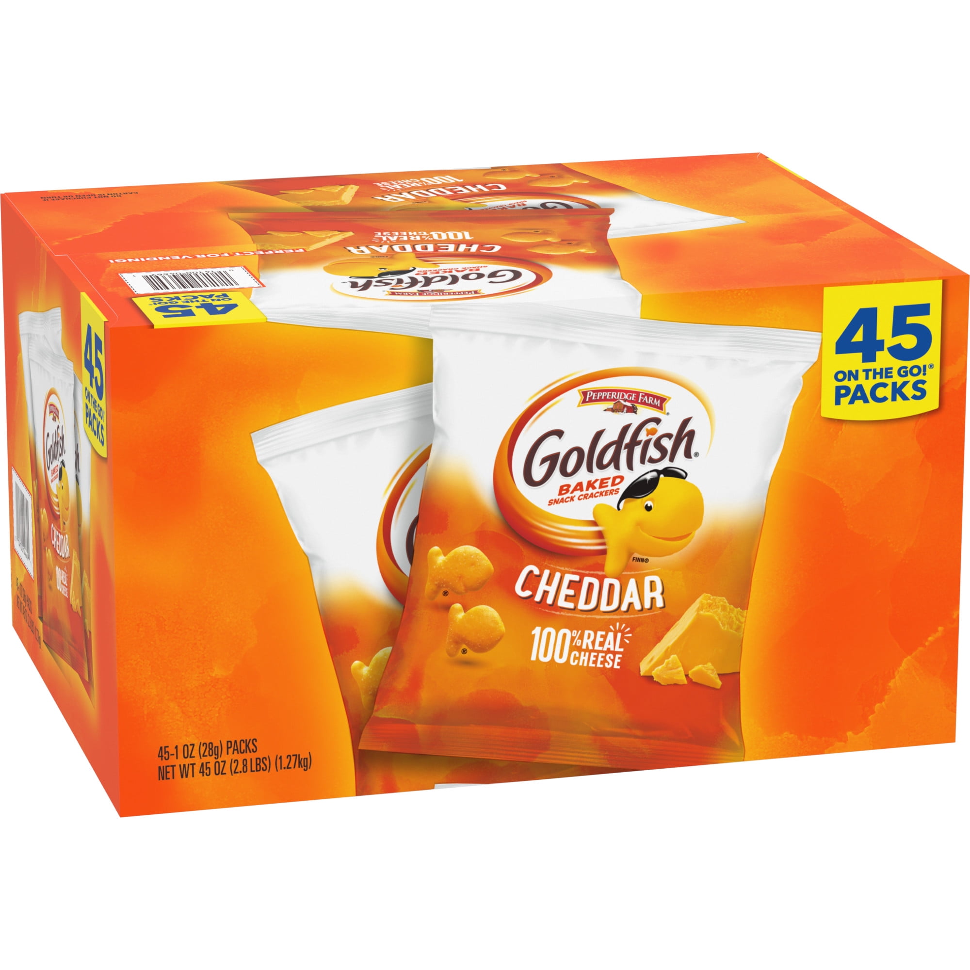 Pepperidge Farm Goldfish Cheddar Crackers, 1 oz. Snack Packs, 45count